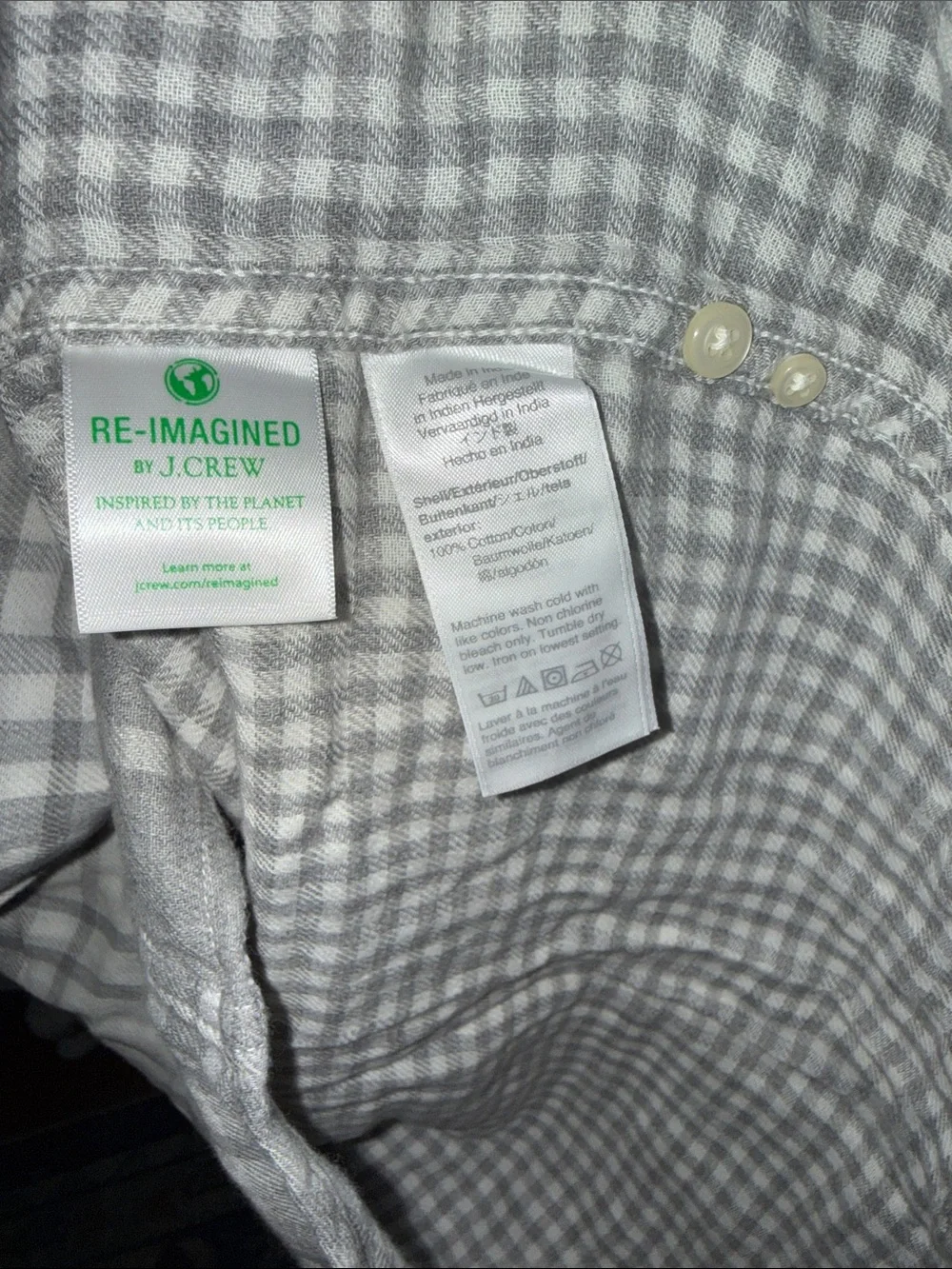 J. Crew Men's Gray & White Plaid Button-Down Shirt